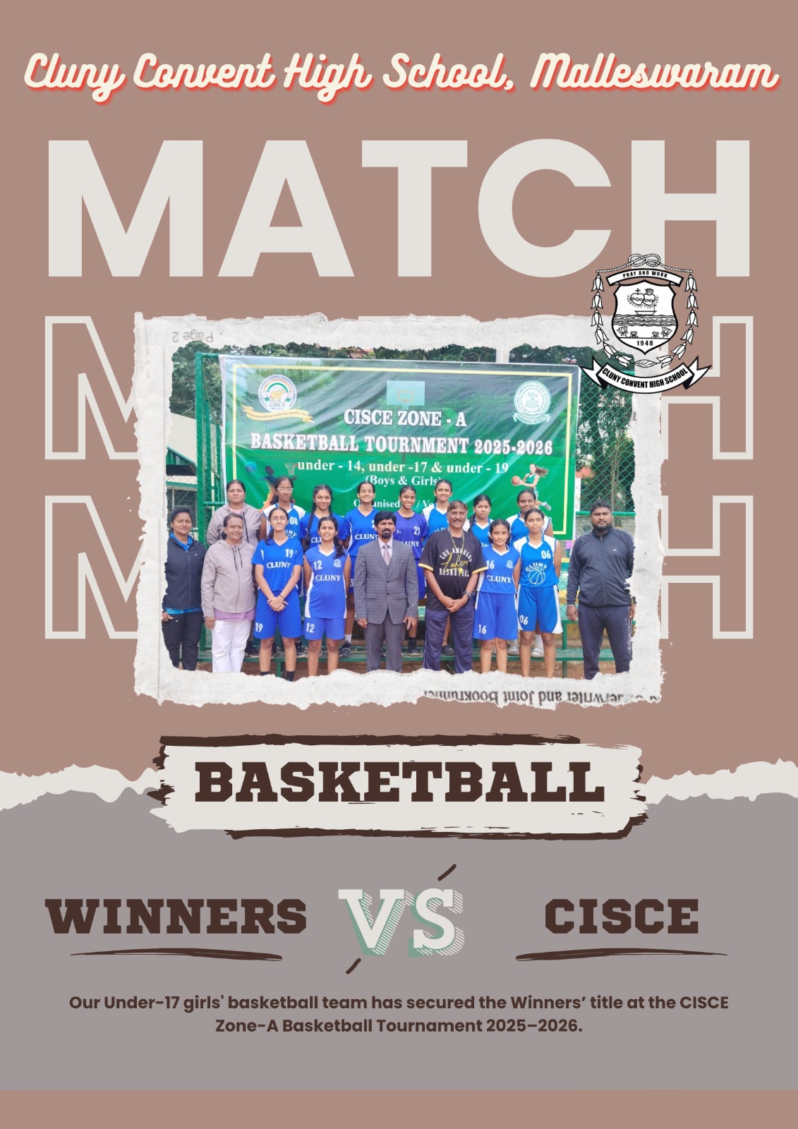 U-17 CISCE ZONE A BASKETBALL WINNERS