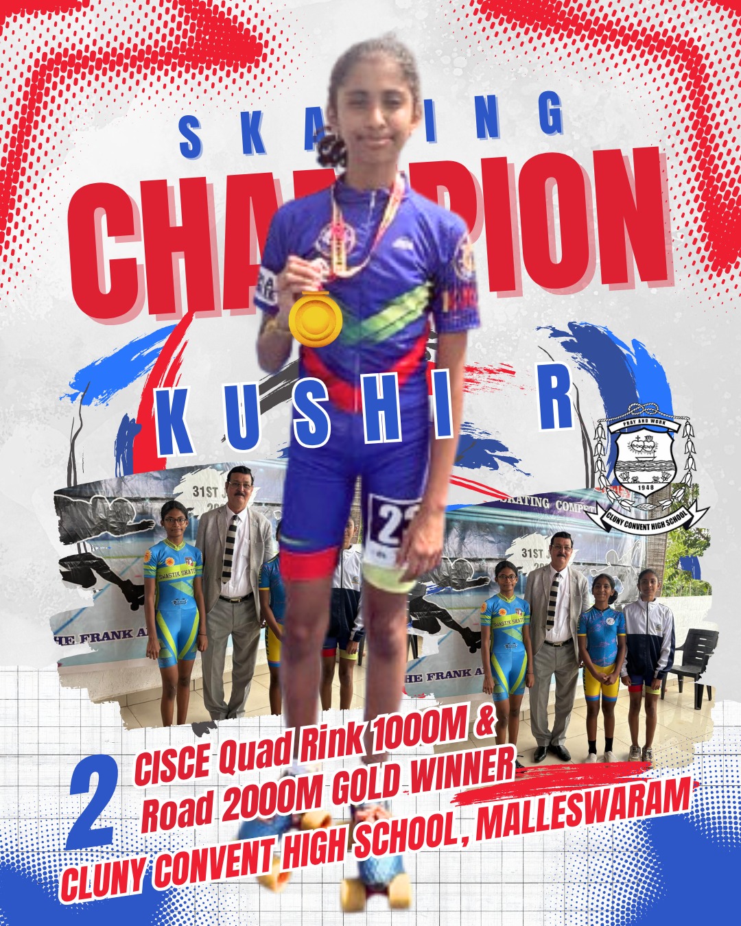 CISCE QUAD RINK 1000m and ROAD 2000m GOLD WINNER