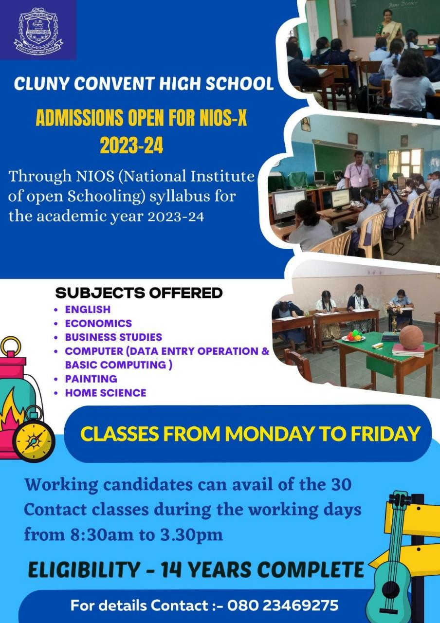 Admission Open for NIOS- X 2023-2024
